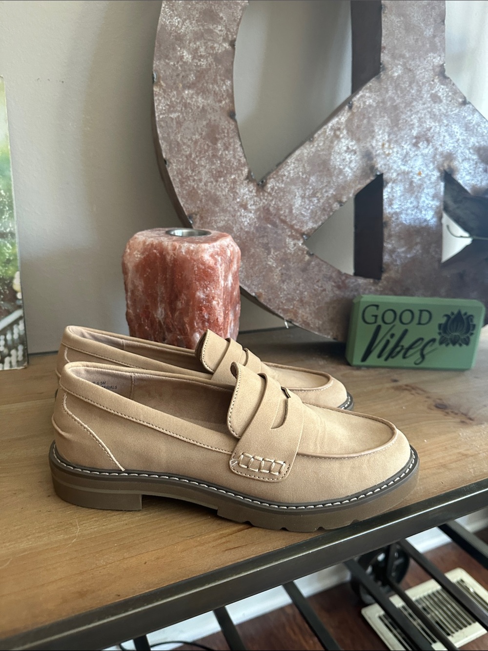 Rachel Zoe Tan Penny Loafers with Lug Sole